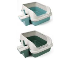 (Green) Cat Litter Tray Box with Scoop And Box Easy Clean