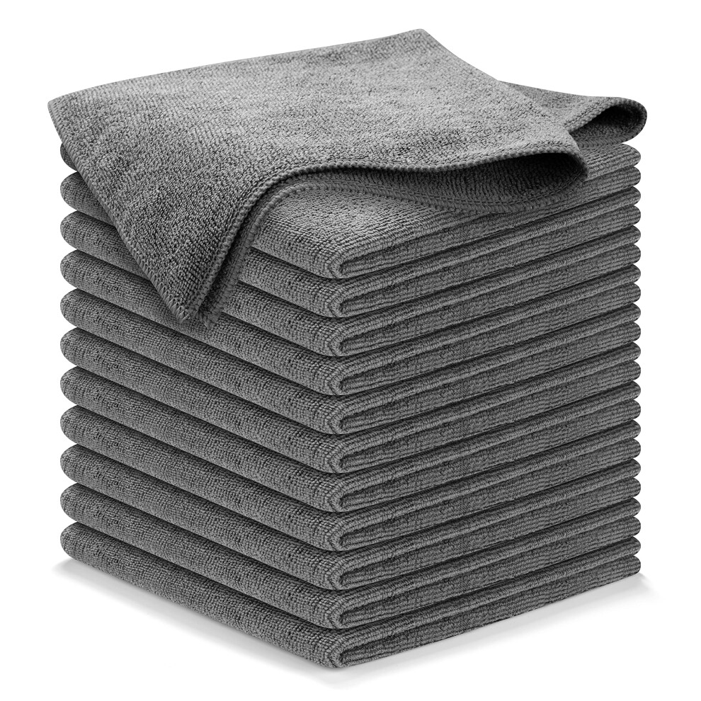 USANOOKS Microfiber Cleaning Cloth Grey - 12 Pcs (12.5""x12.5"") - High Performance - 1200 Washes Ultra Absorbent Microfiber Towel Weave Grime & Liqu