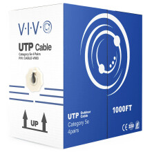 VIVO Black 1,000ft Bulk Cat5e, CCA Ethernet Cable, 24 AWG, UTP Pull Box, Cat-5e Wire, Waterproof, Outdoor, Direct Burial, CABLE-V003