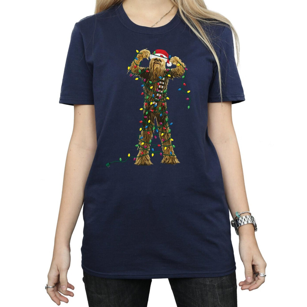 Chewbacca Christmas Lights Cotton Boyfriend T-Shirt