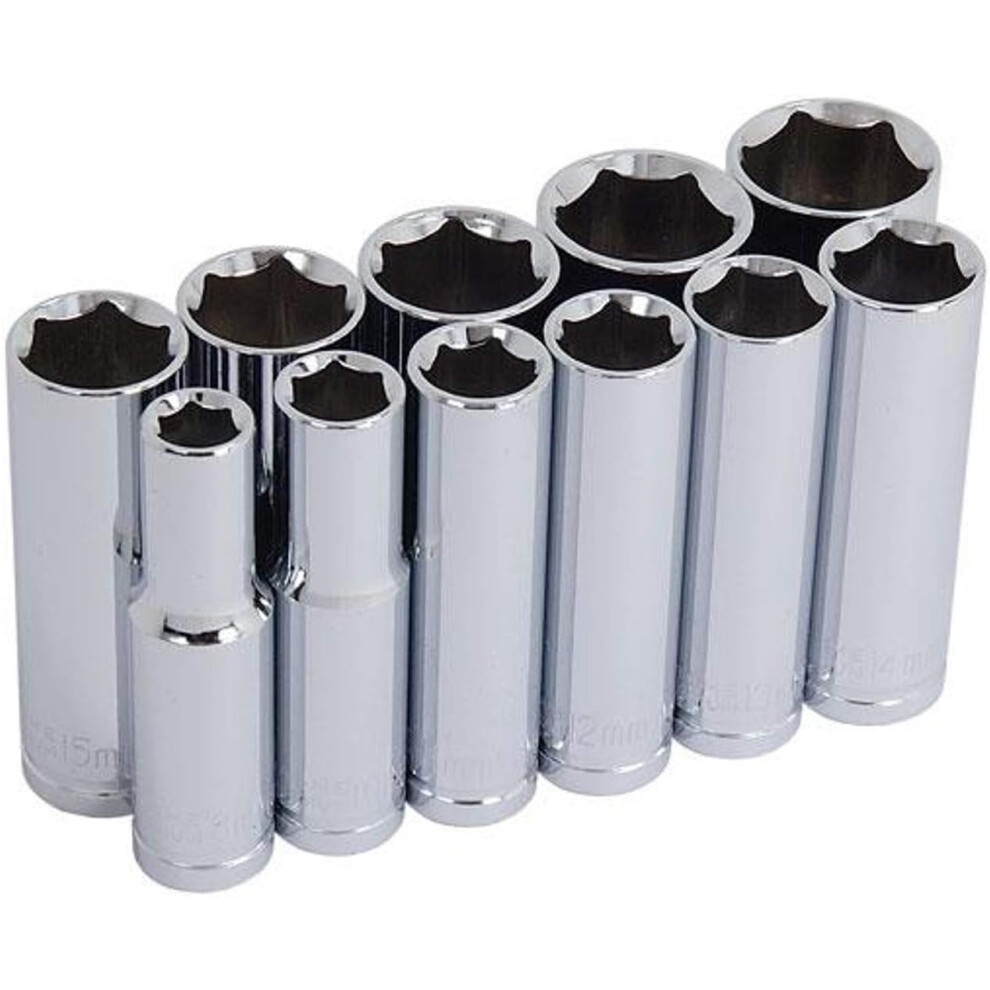 Neilsen CT0754 Drive Deep Socket Set On Rail, Silver, 3/8-Inch, Set of 11-image-OPC-PFVW5RM-NEW