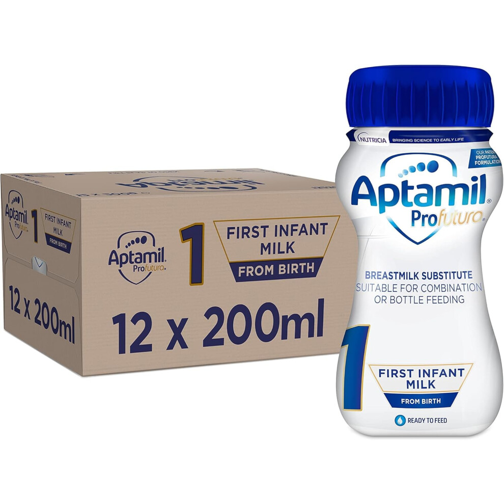 Aptamil Advanced 1 First Infant Baby Milk Ready To Use Liquid Formula, From Birth, 200Ml (Pack Of 12)