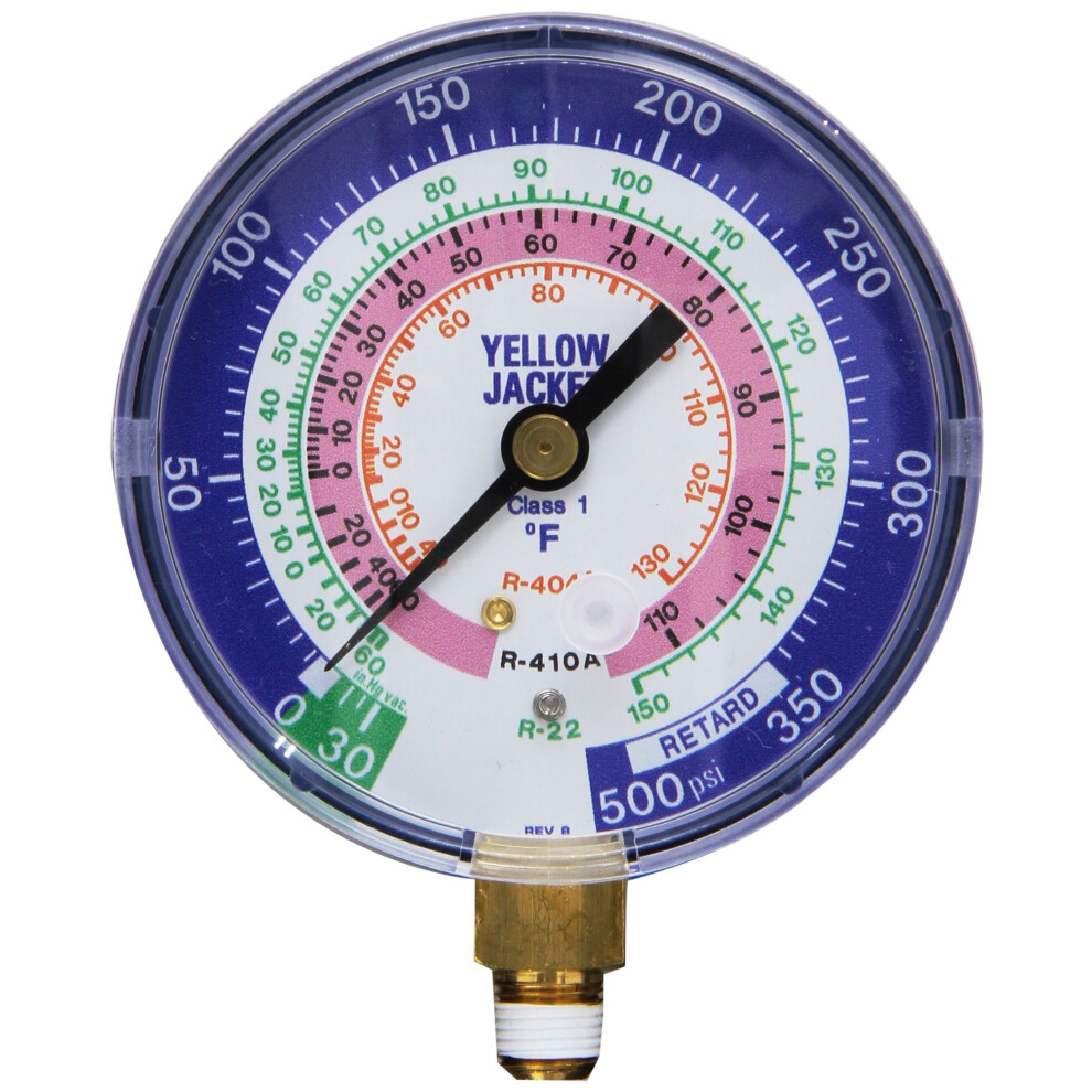 Yellow Jacket 49138 3-1/8" Blue Compound, 30", 0-350 psi, R-22/404A/410A Degr?s de jauge F