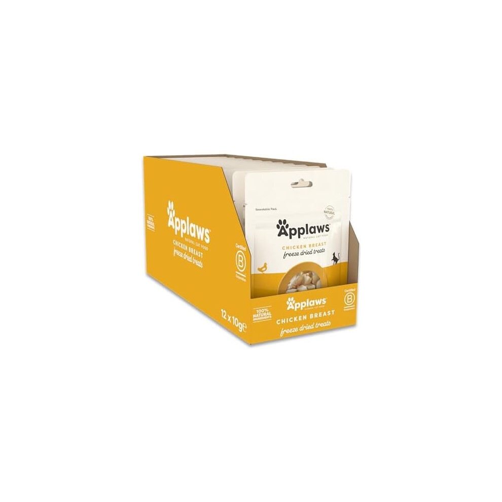 Applaws 100% Natural Freeze Dried Cat Treat, Chicken Breast, Grain Free Healthy Cat Snacks 12x10g-image-OPC-PFVW7H5-NEW