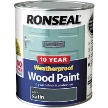 RONSEAL 10 Year Weatherproof 2-in-1 Wood Paint Grey Satin 750ml