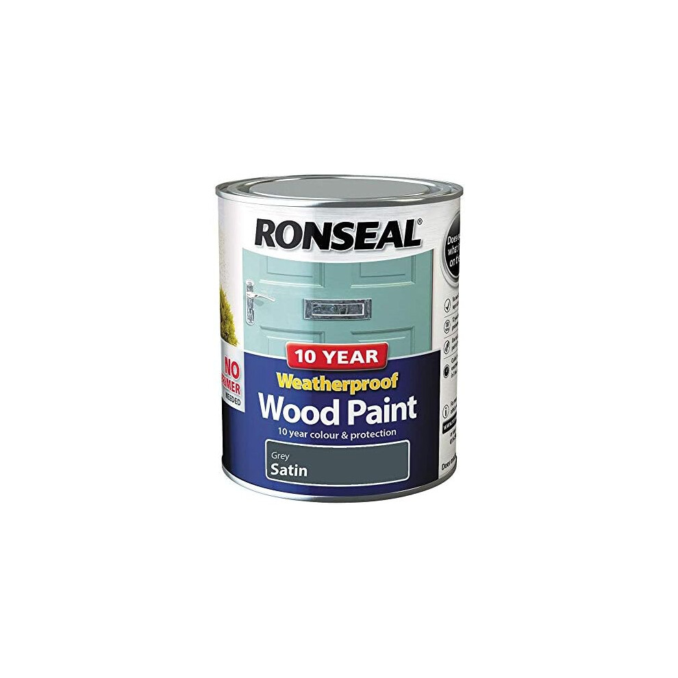 RONSEAL 10 Year Weatherproof 2-in-1 Wood Paint Grey Satin 750ml