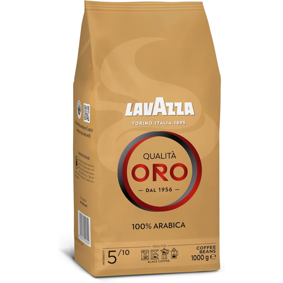 Lavazza, QualitÃ  Oro, Coffee Beans, Ideal for Bean to Cup Machine and a Filter Coffee Machine, with Fruity and Flowery Aromatic Notes 1 Kg