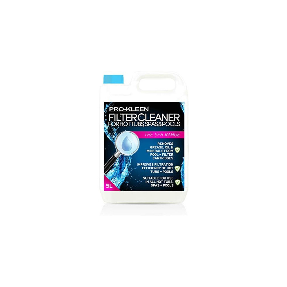 Pro-Kleen MY1437 Hot Tub, Pool & Spa Filter Cartridge Cleaner 5L 10 Treatments-Improves Efficiency-Deeply Cleans and Removes Oils, Grease & Minerals