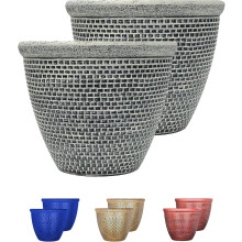 SG Traders Plastic Round Cromarty Plant Pot Flower Pot Planter Garden Decoration Antique Silver 25cm Plant Pot Outdoor Flower Pots (Pack of 2 Pot)