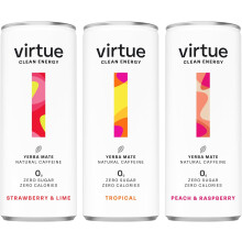 Virtue Clean Energy Mixed Pack - 12 x Yerba Mate Natural Energy Drinks - Sugar Free