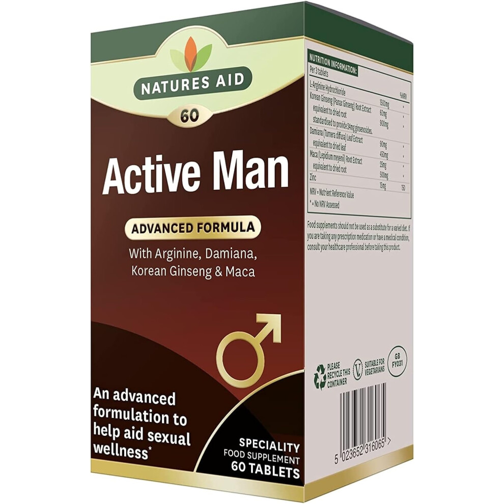 natures aid Active Man Tablets - Pack of 60 Tablets