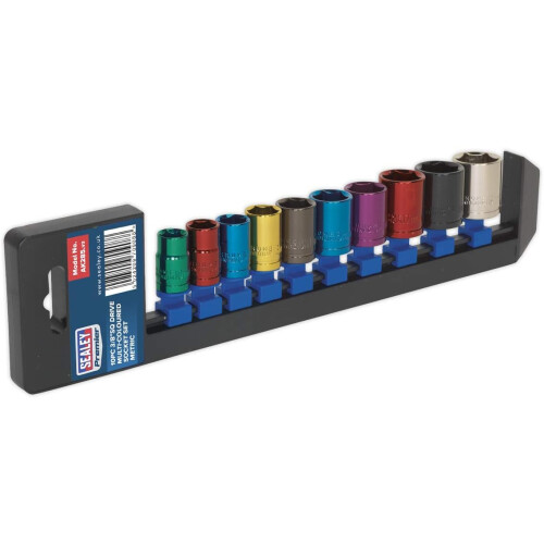 Sealey Sealey Ak285 Multi-Coloured Socket Set 10Pc 3/8Sq Drive 6Pt Walldrive Metric