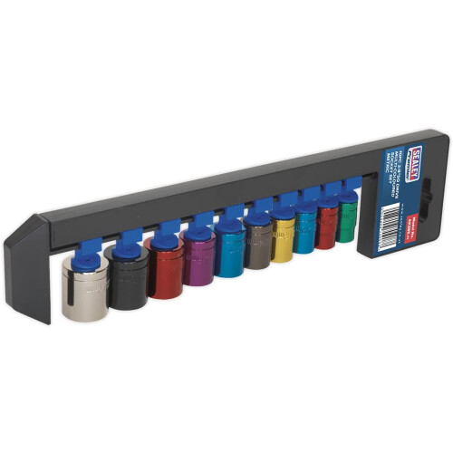 Sealey Sealey Ak285 Multi-Coloured Socket Set 10Pc 3/8Sq Drive 6Pt Walldrive Metric 1
