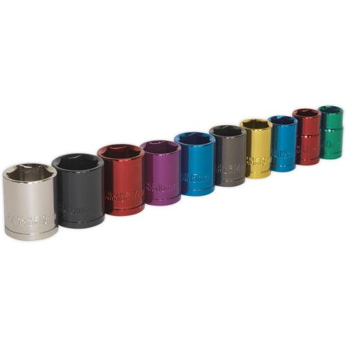 Sealey Sealey Ak285 Multi-Coloured Socket Set 10Pc 3/8Sq Drive 6Pt Walldrive Metric 2