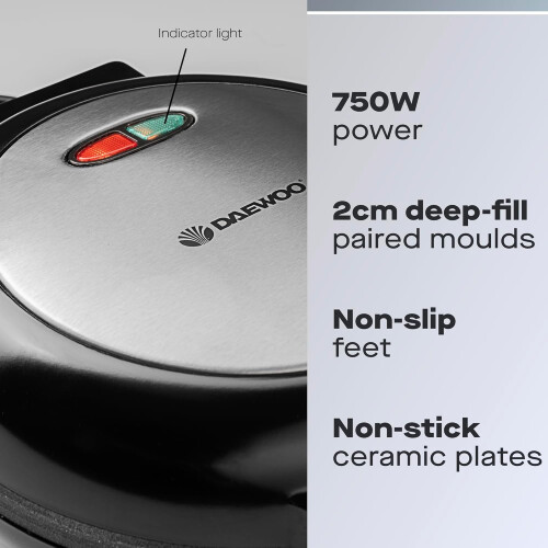 Daewoo Daewoo 750W Deep Fill Non-Stick Omelette Maker - Cool Touch Handles - Power On/Ready Indicator Lights 1