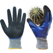 GLOSAV Robuste Gartenhandschuhe für Herren, Nitril Gartenhandschuhe, Doppelt Beschichtete Arbeitshandschuhe