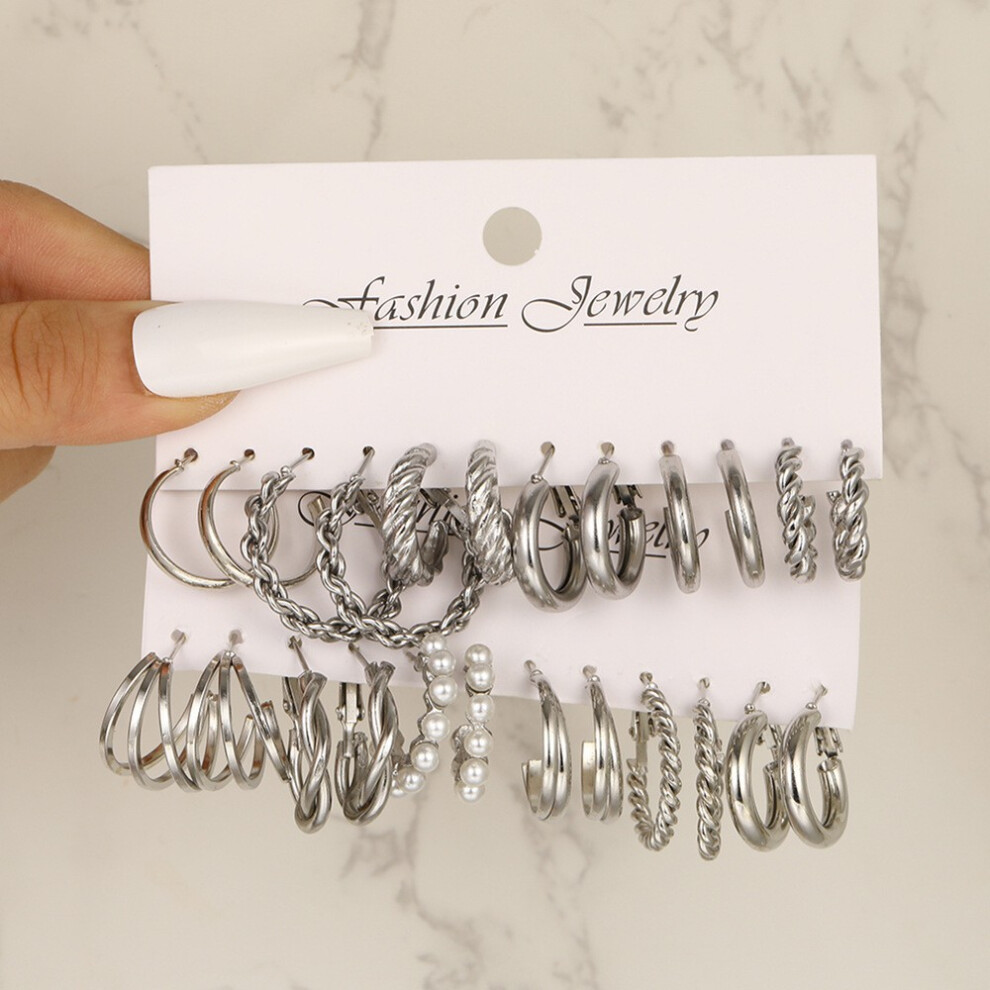 Photos - Earrings  24 Pcs European and American Boho Big Circle Hoop Earring Set(AYA5797102HB)