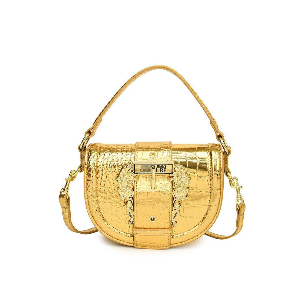 New Women's (Gold) Hand Bag Saddle Bag Shoulder Crossbody Bag Black,Gold