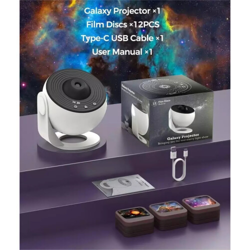 (White-Black, Usb Plug) Star Projector Night Light Planetarium Projector 360 Rotate Galaxy Projector