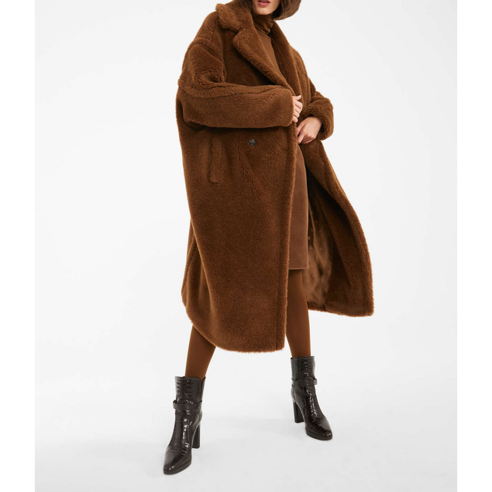 (XS) MAX MARA Teddy Bear Icon Coat In Tobacco