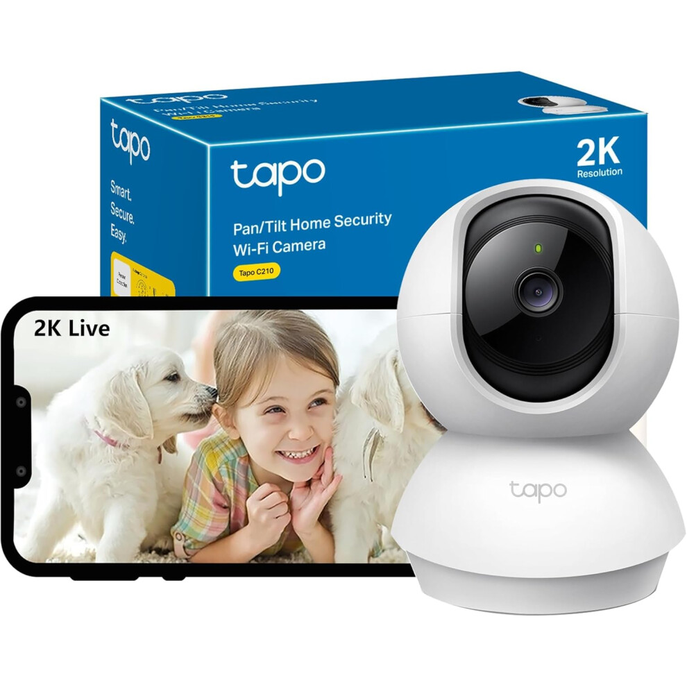 Tapo Wifi Camera, 2K 3MP Pet Camera Indoor Camera for Security, Wireless 360° for Baby Monitor, CCTV, Smart Motion Detection & Tracking