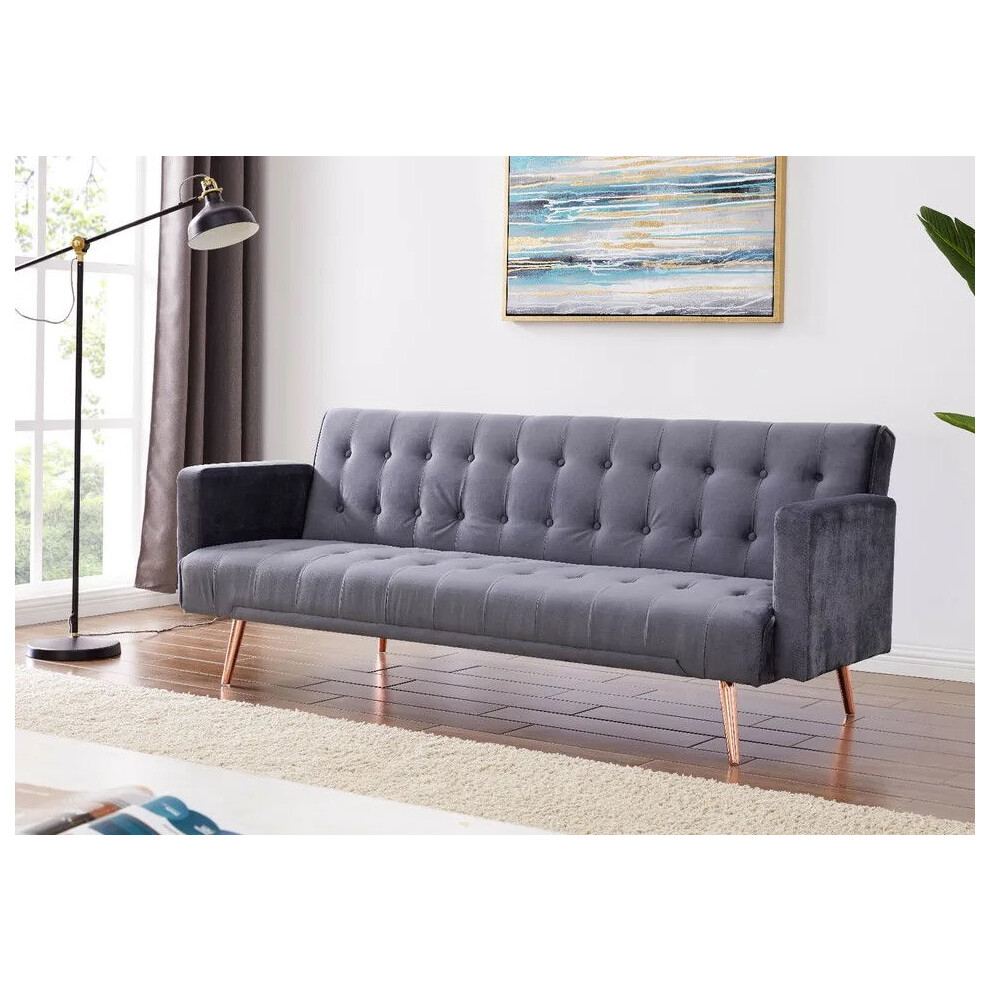 (Grey) Plush Velvet Sofa Bed In Various Colours