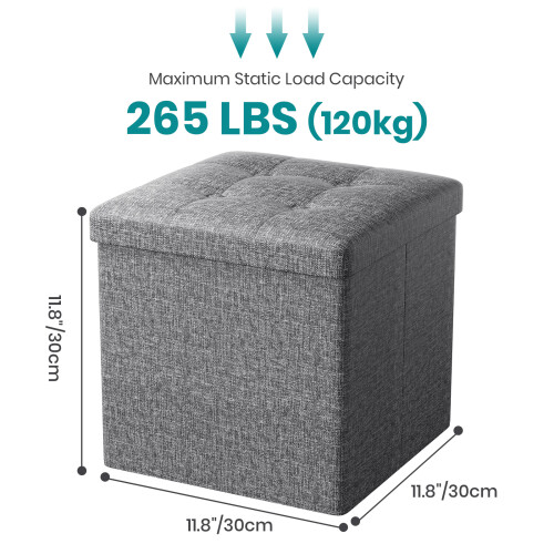 (Dark Grey(30*30*30)) Grey Foldable Ottomans Storage Box 2