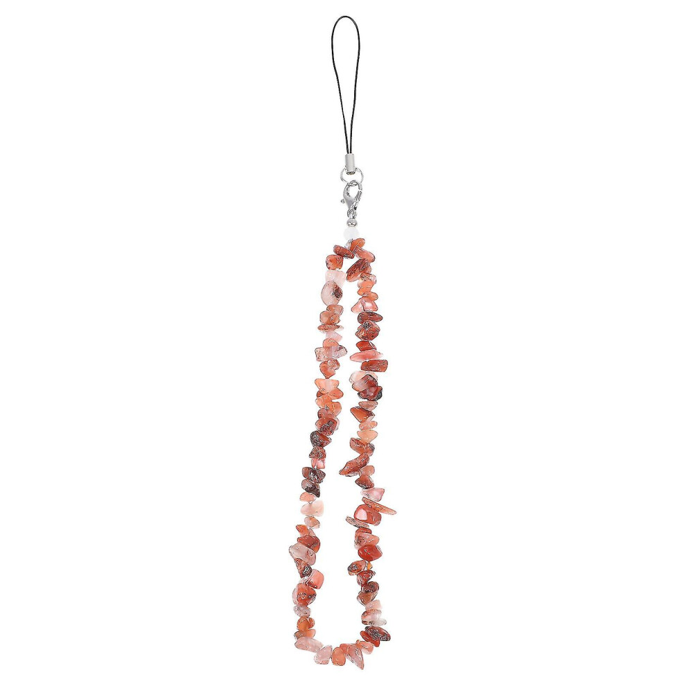 (Red) Crystal Stones Phone Lanyard Creative Natural Phone Rope Fresh Phone Decor Red 3247719278338