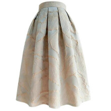 (L, beige) Embroidery Luxury Vintage Pocket A-Line Tutu Skirt Korean Fashion High Waist Women Jacquard Irregular Skirt Streetwear All-Match