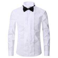 (XL, White) Dress Shirt Male Tuxedo Collar Groomsmans Dress Groom Wedding Shirt Male-fast Delivery