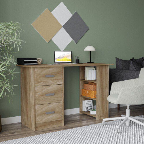 URBN Living (Oak) 115cm Large Computer Desk Office Makeup Vanity Dressing Table