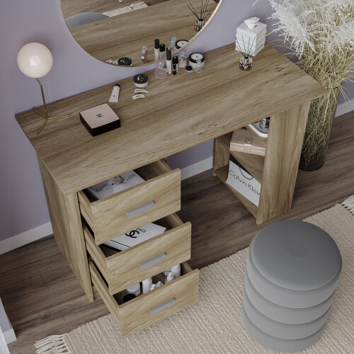 URBN Living (Oak) 115cm Large Computer Desk Office Makeup Vanity Dressing Table 2