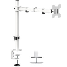 Wali Monitor Arm Mount til skrivebord Enkelt computer Desk Mount Monitor Bracket Mount Stand Single op til 32 tommer 22 lbs (M001-W) Hvid