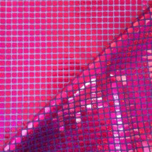(Cerise Pink, 1 Meter) Hologram Square Sequin Dress Fabric Dancewear