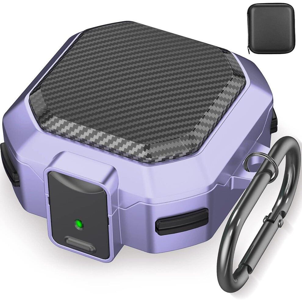 (Carbon Fiber-) (With Secure Lock) Armor Case Cover For Samsung Galaxy Buds 2 Pro(2022) /Galaxy Buds Pro(2021) /Galaxy Buds 2 (2021) /Galaxy Bud Purple 8795863092171