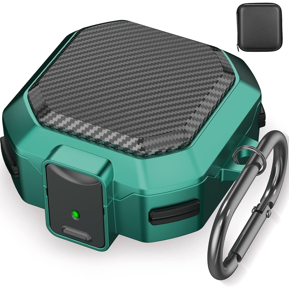 (Carbon Fiber-) (With Secure Lock) Armor Case Cover For Samsung Galaxy Buds 2 Pro(2022) /Galaxy Buds Pro(2021) /Galaxy Buds 2 (2021) /Galaxy Buds Green 8795863092218