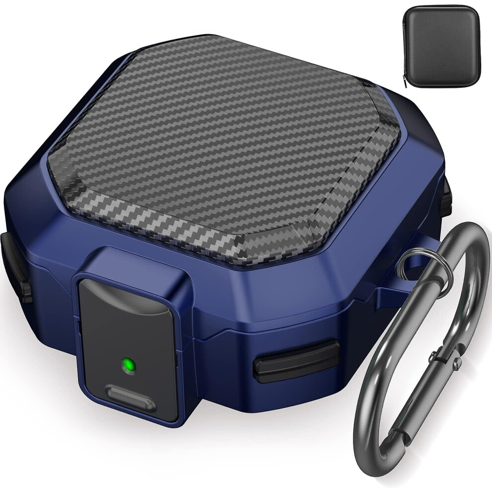 (Carbon Fiber-) (With Secure Lock) Armor Case Cover For Samsung Galaxy Buds 2 Pro(2022) /Galaxy Buds Pro(2021) /Galaxy Buds 2 (2021) /Galaxy Buds Blue 8795863092256