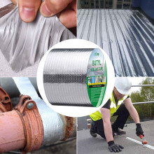 LitOrange 4" Width x 16 ft Waterproof Patch Seal Butyl RV Rubber Roof Flashing Tape for Wall Pipe Chimney Roof Boat Repair Sealant Caulking Strong