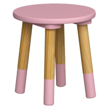 (1, Pink) Kids Wooden Stool Seat Round Chair Toddlers Kids Small Children Home Nursery