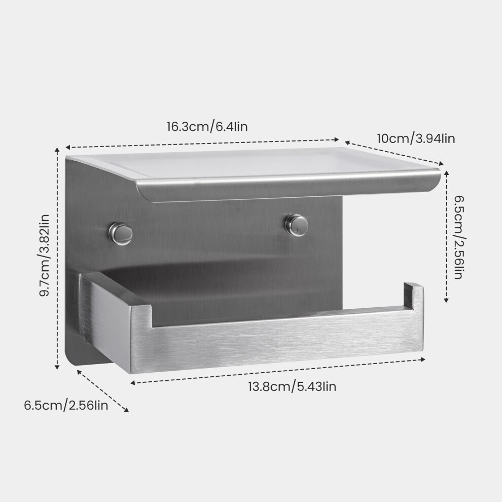 (Silver) Toilet Paper Roll Holder & Shelf Stainless Steel-image-OPC-PFVWVBN-NEW