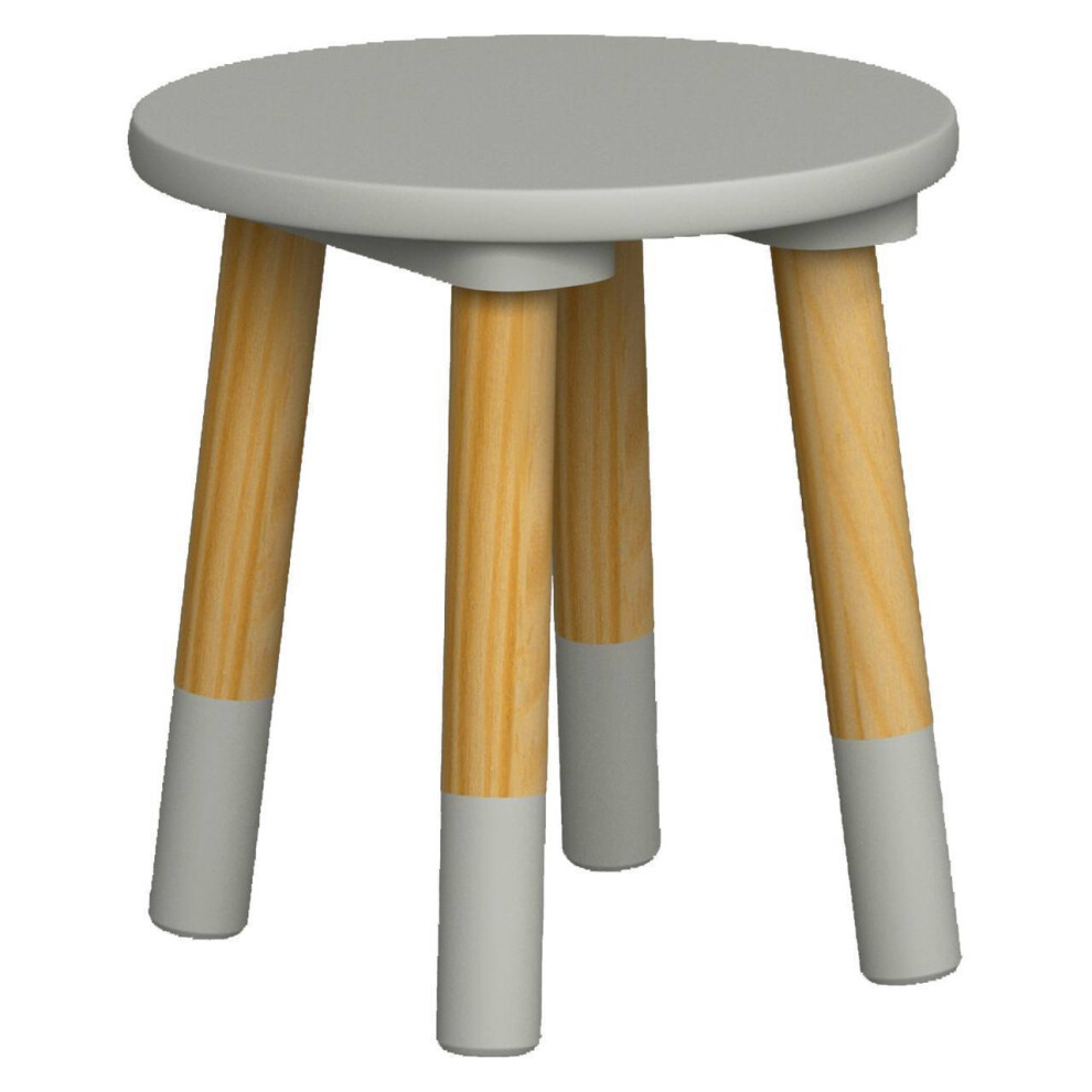 (1, Grey) Kids Wooden Stool Seat Round Chair Toddlers Kids Small Children Home Nursery