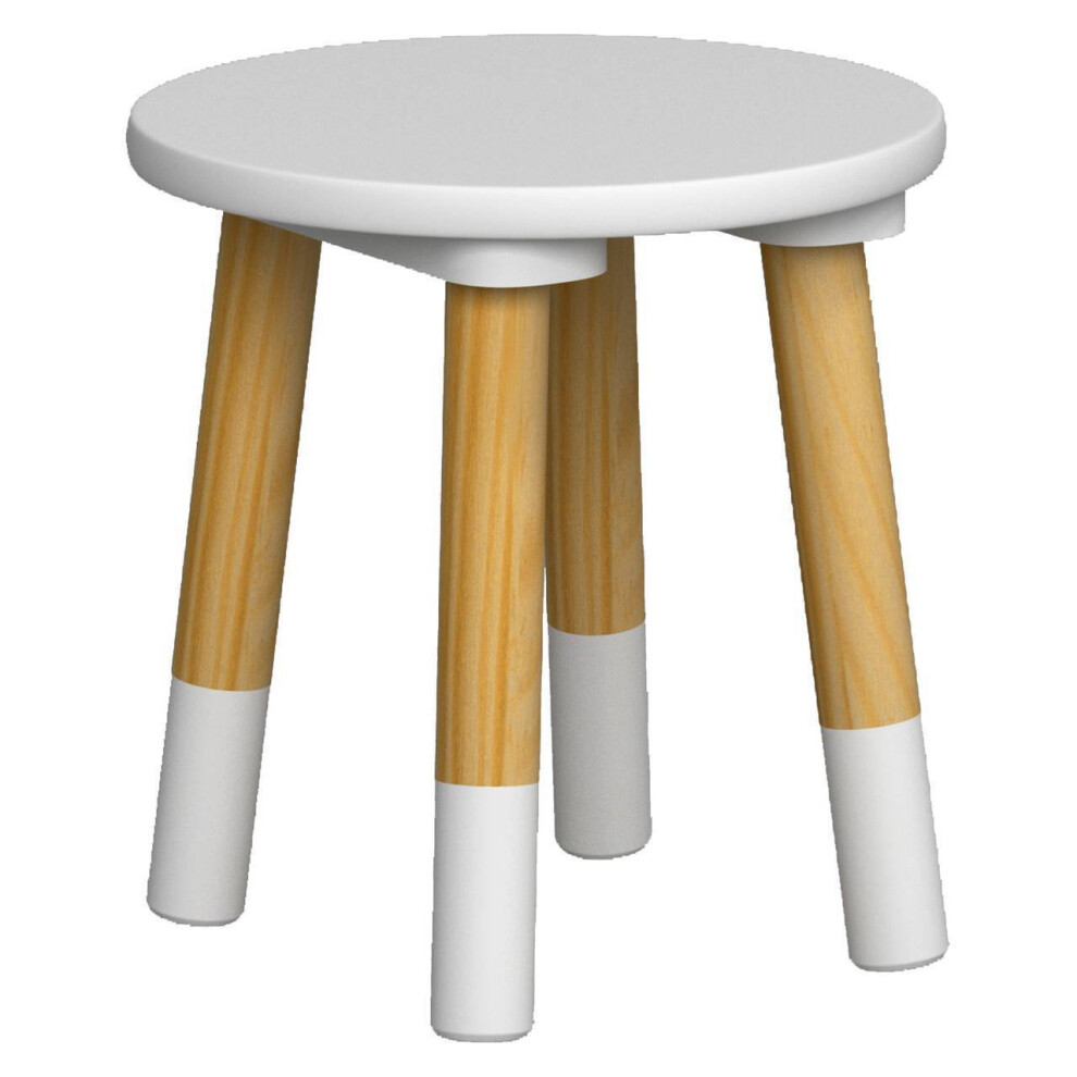 (1, White) Kids Wooden Stool Seat Round Chair Toddlers Kids Small Children Home Nursery