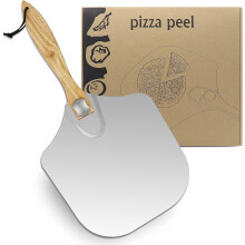 LKE Pizza Peel Aluminum Metal Pizza Paddle with Foldable Wood Handle Easy Storage Pizza Shovel 12 inch for Baking Homemade Pizza