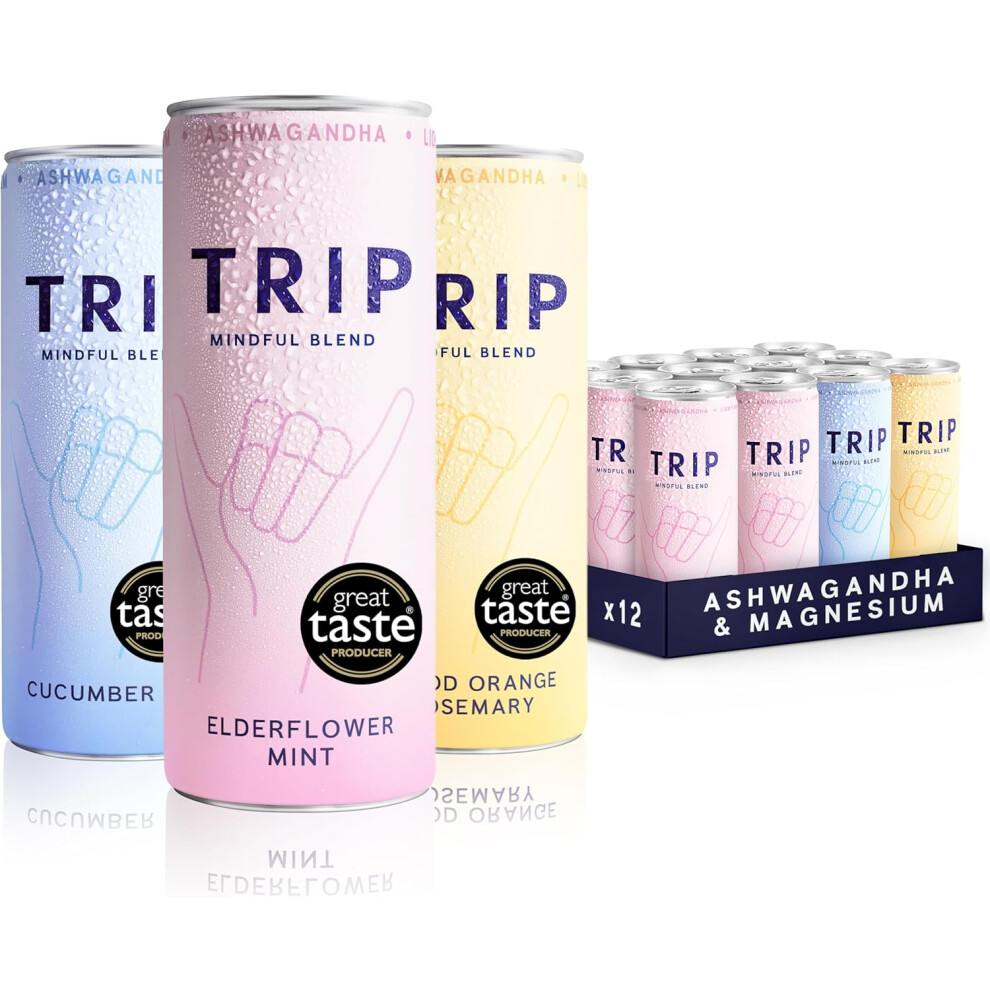 TRIP Mindful Blends - Mixed Pack Sparkling Drink with Magnesium Citrate + Ashwagandha