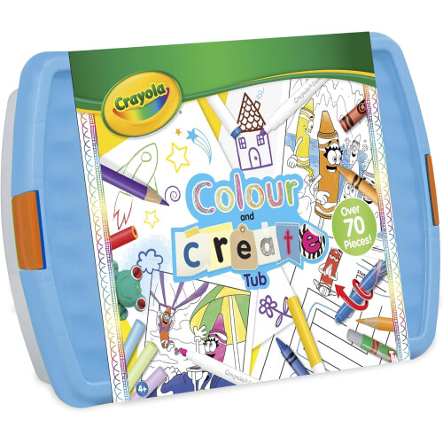 Crayola CRAYOLA Colour and Create Tub - Including Crayons, Markers, Pencils, Pens, Chalks, Colouring Book and Stickers