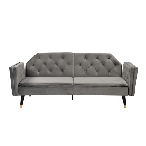 Comfy Living (Grey) Plush Velvet Tufted Sofa Bed In Various Colours 2