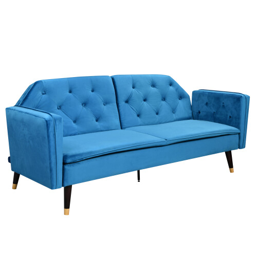 Comfy Living (Blue) Plush Velvet Tufted Sofa Bed In Various Colours 2