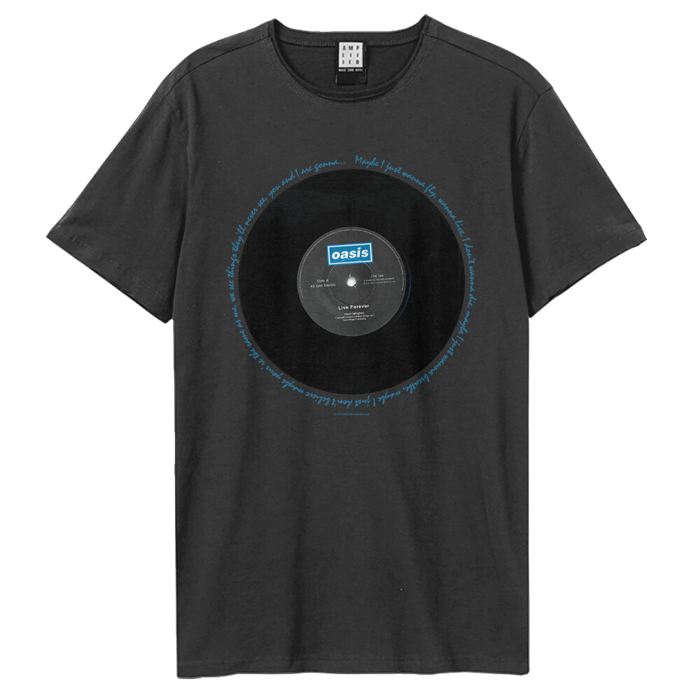 (XL, Charcoal) Oasis Unisex Adult Live Forever Oasis T-Shirt