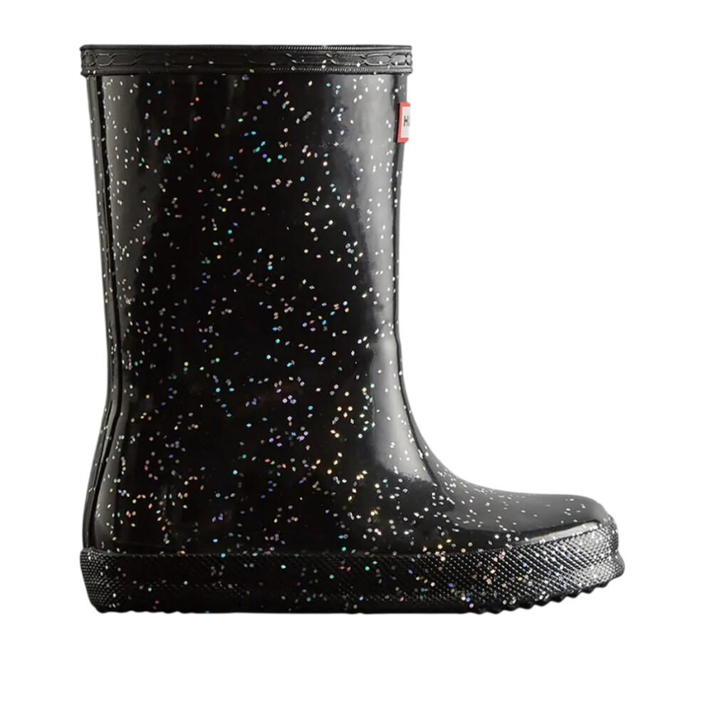 (2 UK, Black) Hunter Girls First Giant Glitter Wellington Boots