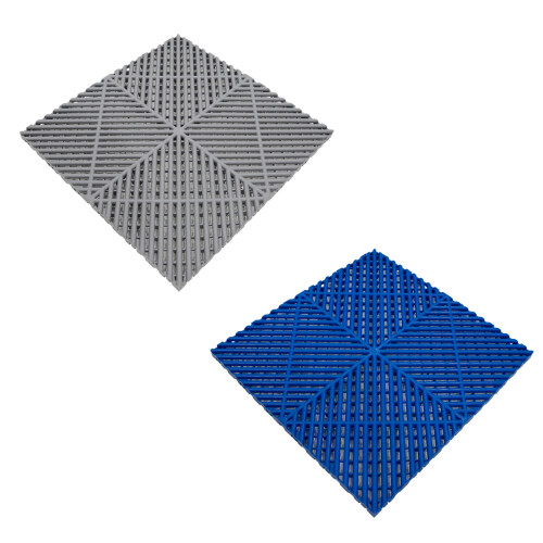 Piastrelle ventilate grigie e blu 3,2m x 6m per garage e officine, antiscivolo. 2